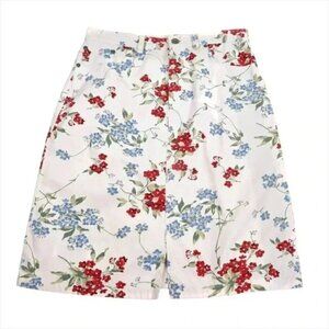 Eddie Bauer Floral Cream Pencil Skirt Size 6